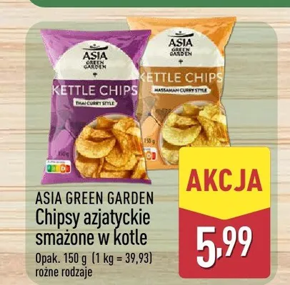 Chipsy azjatyckie smażone w kotle ASIA GREEN GARDEN Thai Curry Style promocja w Aldi