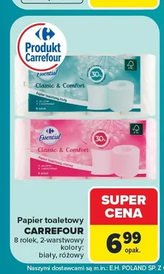 Papier toaletowy Carrefour Essential różowy promocja w Carrefour Market