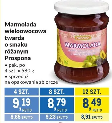 Marmolada wieloowocowa twarda o smaku różanym promocja w Makro
