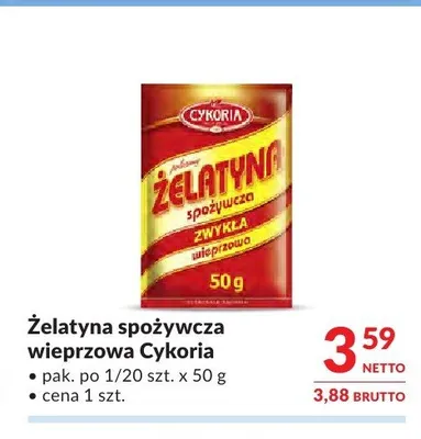Żelatyna spożywcza wieprzowa Cykoria promocja w Makro