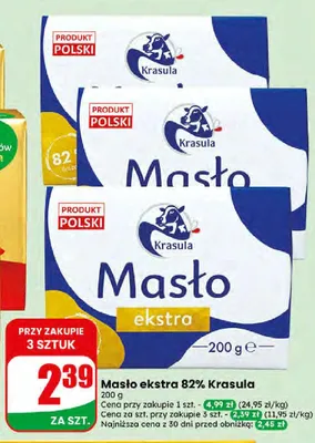 Masło ekstra 82% Krasula promocja w Dino