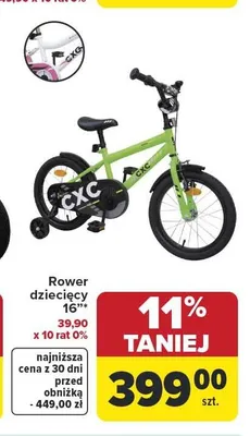 Rower dziecięcy 16" promocja w Carrefour