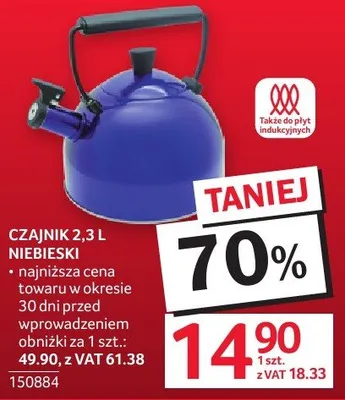 Czajnik 2,3l niebieski promocja w Selgros