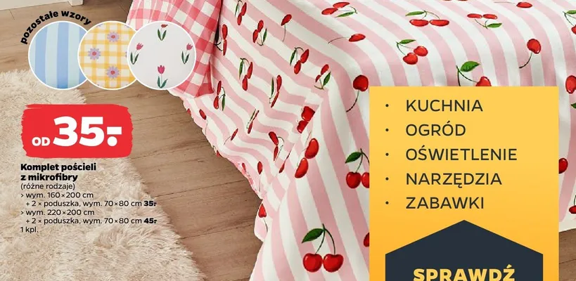 Komplet pościeli z mikrofibry 160x200cm z 2 poduszkami 70x80cm Netto promocja w Netto