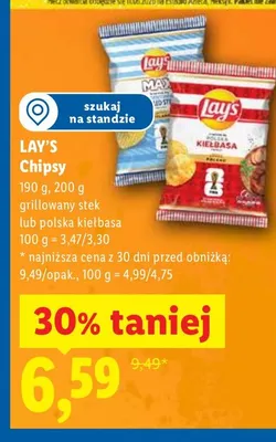 Chipsy grillowany stek lub polska kiełbasa promocja w Lidl
