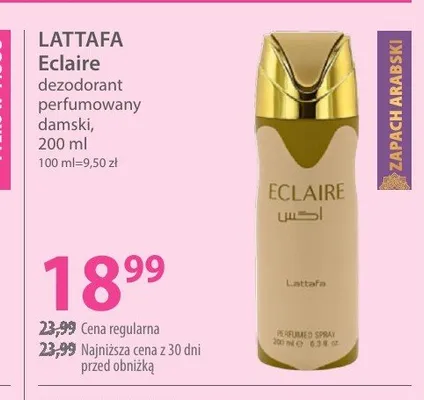 Dezodorant perfumowany damski LATTAFA Eclaire promocja w Hebe
