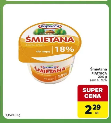 Śmietana 18% Piątnica promocja w Carrefour Express