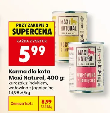 Karma dla kota Maxi Natural wołowina z jagnięciną promocja w Biedronka