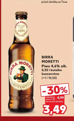 Piwo 4,6% alk. Birra Moretti promocja w Kaufland