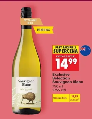 Wino Exclusive Selection Sauvignon Blanc Nowa Zelandia promocja w Biedronka