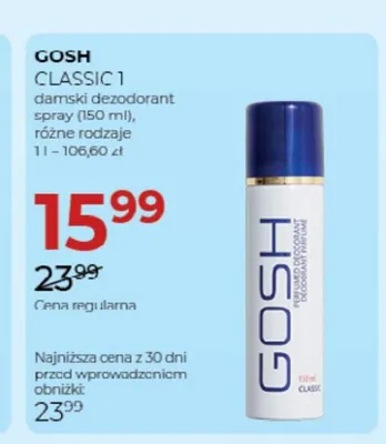 Dezodorant damski spray Gosh Classic 1 promocja w Drogerie Jawa