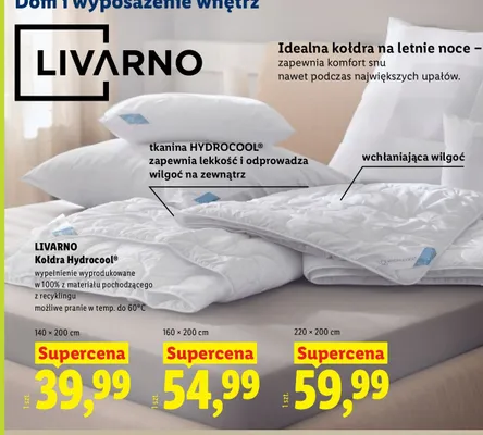 Kołdra Hydrocool Livarno 140x200 cm promocja w Lidl