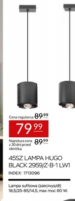 45SZ Lampa Hugo Black 2959/Z-B-1 LW1 promocja w Abra Meble