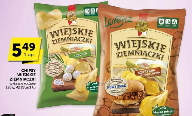 Chipsy wiejskie ziemniaczki cebulka promocja w Euro Sklep