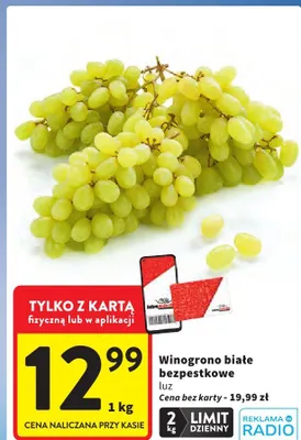 Winogrono białe bezpestkowe promocja w Intermarche
