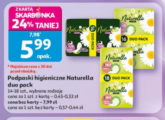 Podpaski higieniczne Naturella duo pack promocja w Auchan