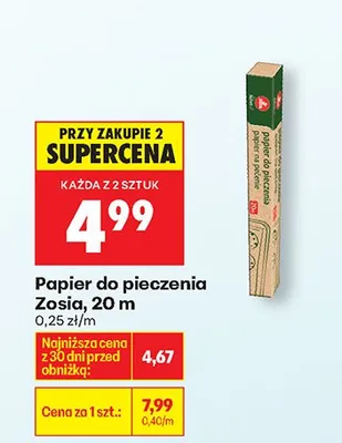 Papier do pieczenia 20 m promocja w Biedronka