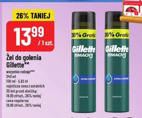Żel do golenia Gillette Mach3 Extra Comfort promocja w POLOmarket