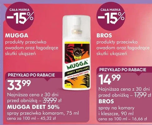 Spray przeciwko komarom Mugga Deet 50% promocja w Super-Pharm