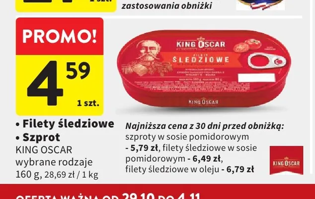 Filety śledziowe King Oscar promocja w Intermarche