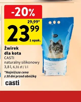 Żwirek dla kota Casti naturalny silikonowy promocja w Intermarche