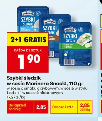 Szybki śledzik w sosie o smaku grzybowym Marinero Snack! promocja w Biedronka