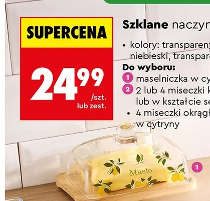 Maselniczka szklana w cytryny Smukee promocja w Biedronka