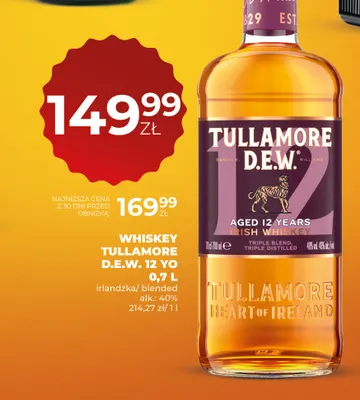Whiskey Tullamore D.E.W. 12 YO promocja w Duży Ben