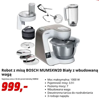 Robot z misą Bosch MUM5XW20 promocja w Media Markt