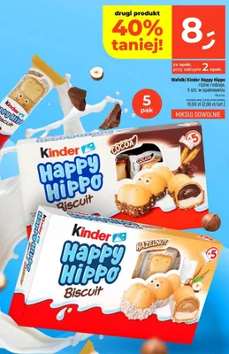Wafelki Kinder Happy Hippo różne rodzaje, 5 szt. w opakowaniu promocja w Dealz
