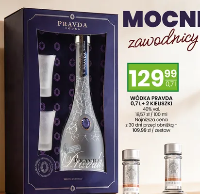Zestaw wódka Pravda 0,7 l + 2 kieliszki promocja w Twój Market