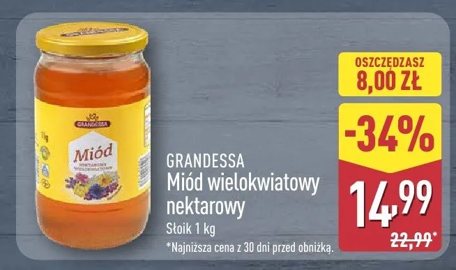 Miód wielokwiatowy nektarowy promocja w Aldi