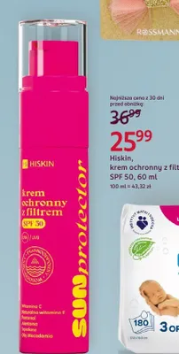 Krem ochronny z filtrem SPF 50 Hiskin promocja w Rossmann