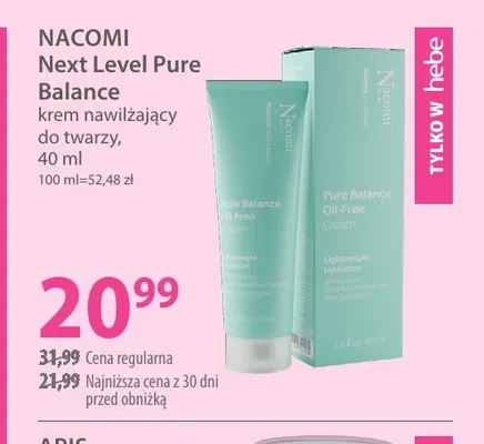 Krem nawilżający do twarzy Next Level Pure Balance Nacomi promocja w Hebe