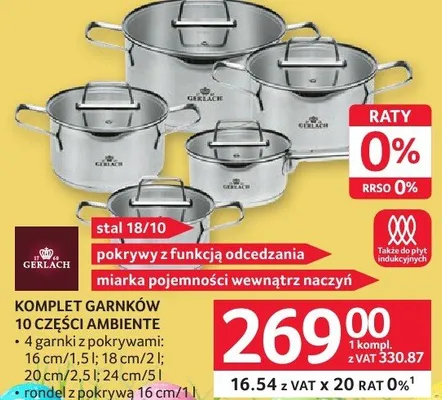 Komplet garnków 10 części Ambiente promocja w Selgros