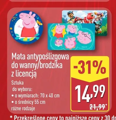 Mata antypoślizgowa do wanny lub brodzika z licencją promocja w Aldi