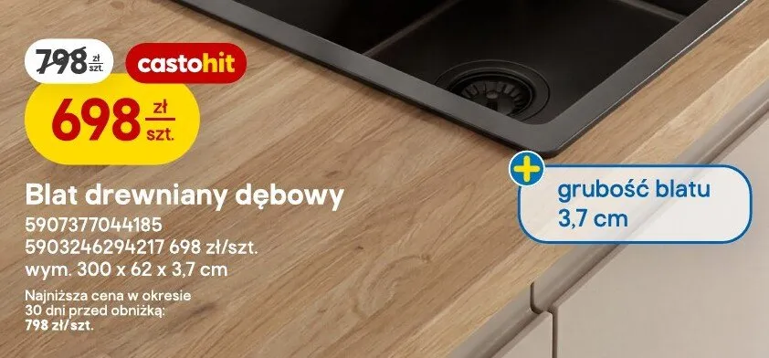 Blat drewniany dębowy promocja w Castorama