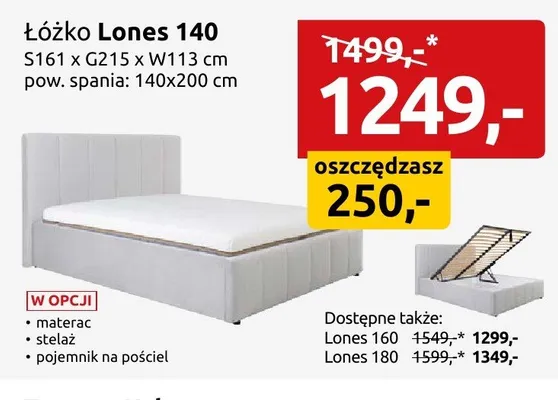 Łóżko Lones 180 promocja w Black Red White