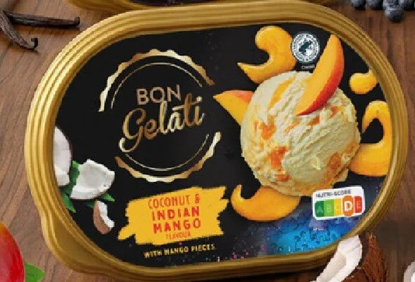 Lody Bon Gelati Coconut & Indian Mango Flavour with Mango Pieces z nadzieniem promocja w Lidl