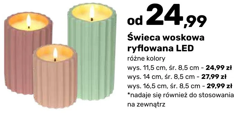 Świeca woskowa ryflowana LED promocja w Bricomarche
