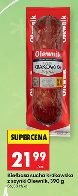 Kiełbasa sucha krakowska z szynki Olewnik promocja w Biedronka