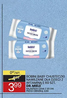 Chusteczki nawilżane dla dzieci z witaminą E Bobini Baby promocja w Wafelek