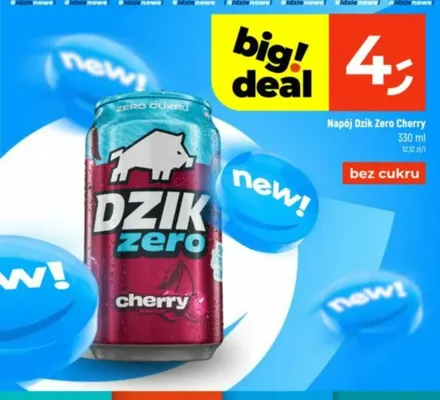 Napój energetyczny Dzik Zero Cherry promocja w Dealz