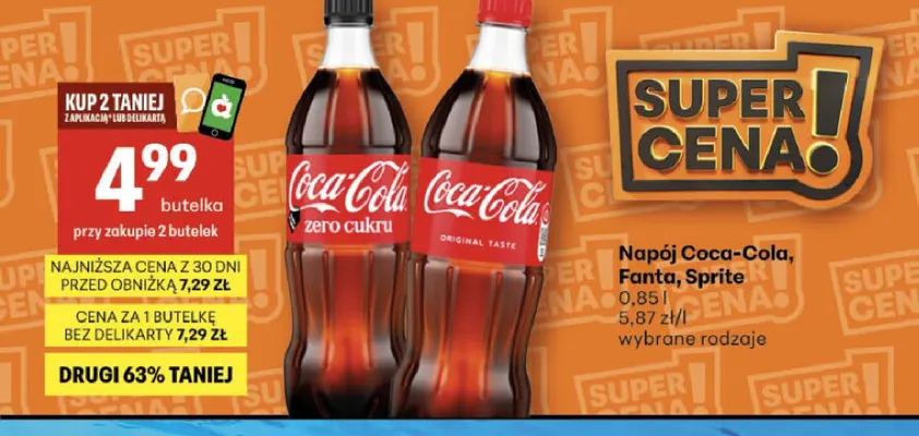 Napój gazowany Coca-Cola promocja w Delikatesy Centrum