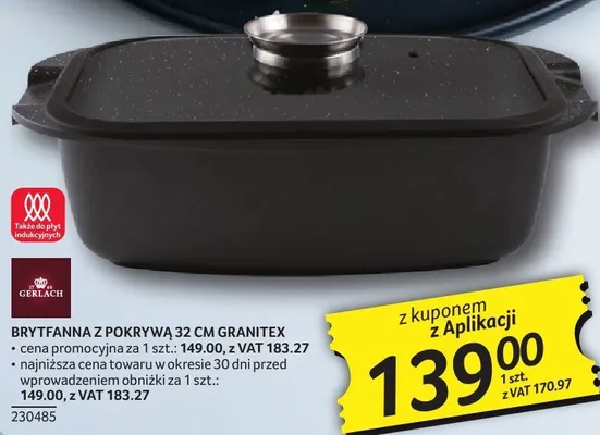 Brytfanna z pokrywą 32 cm Granitex promocja w Selgros