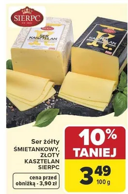 Ser żółty Śmietankowy Złoty Kasztelan Sierpc promocja w Carrefour Market