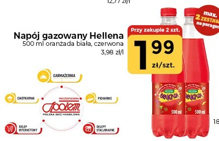 Napój gazowany Hellena oranżada czerwona promocja w Społem Częstochowa