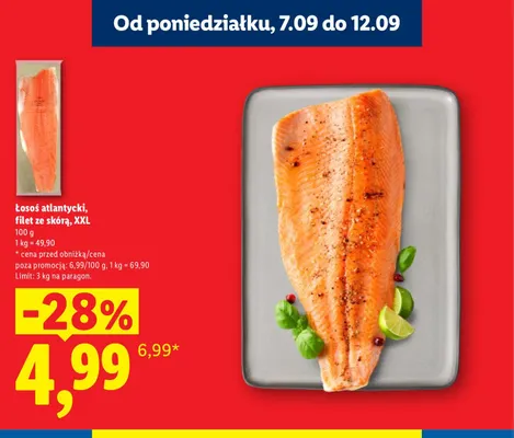 Łosoś atlantycki filet ze skórą XXL promocja w Lidl