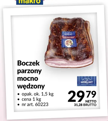 Boczek parzony mocno wędzony Morliny promocja w Makro