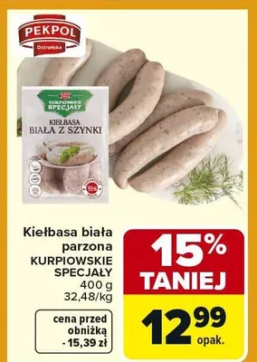 Kiełbasa biała parzona Kurpiowskie Specjały promocja w Carrefour Market